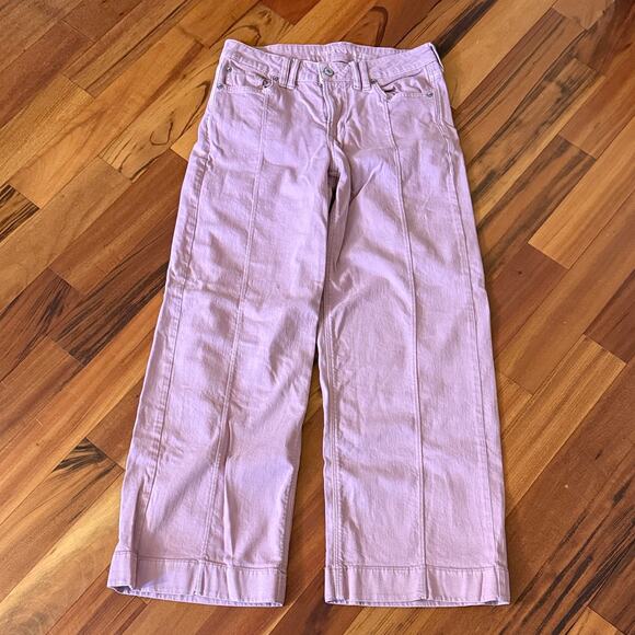 American Eagle (AE), 4 Reg, Pink Stretch Low Rise Baggy Wide Leg Jeans - Picture 1 of 8